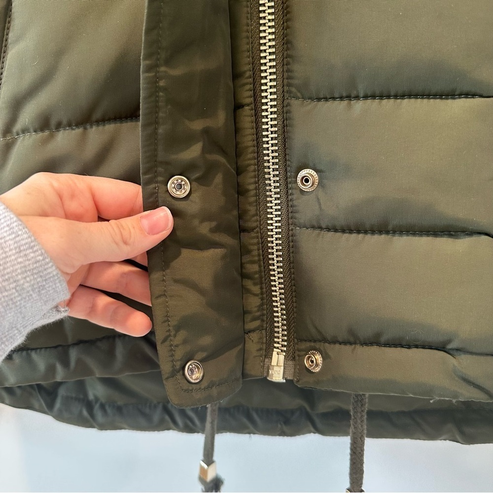 Topshop Fur Lined Puffer Coat Hood Winter Ski Jacket Womens Size Small Green - Picture 5 of 13